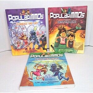 Lot of 3 PopularMMOs Minecraft Books Hardcovers Paperbacks Zombies Day Off Mine